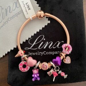 Linx Rose Gold Snake Chain Bracelet with Sweets Themed Charms